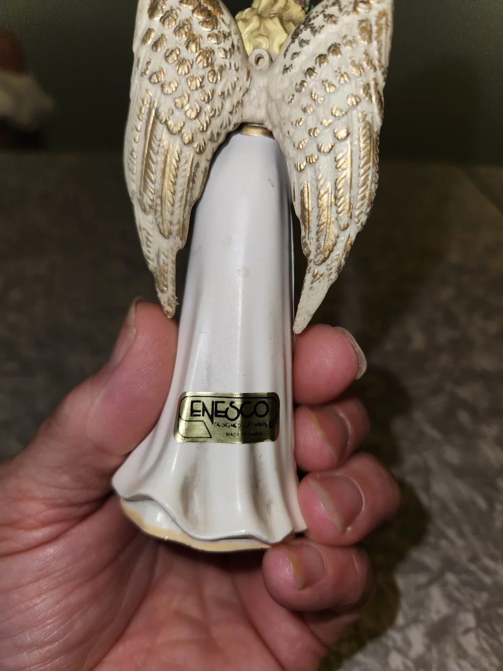 Enesco White and Gold Angel Ornament with Trumpet